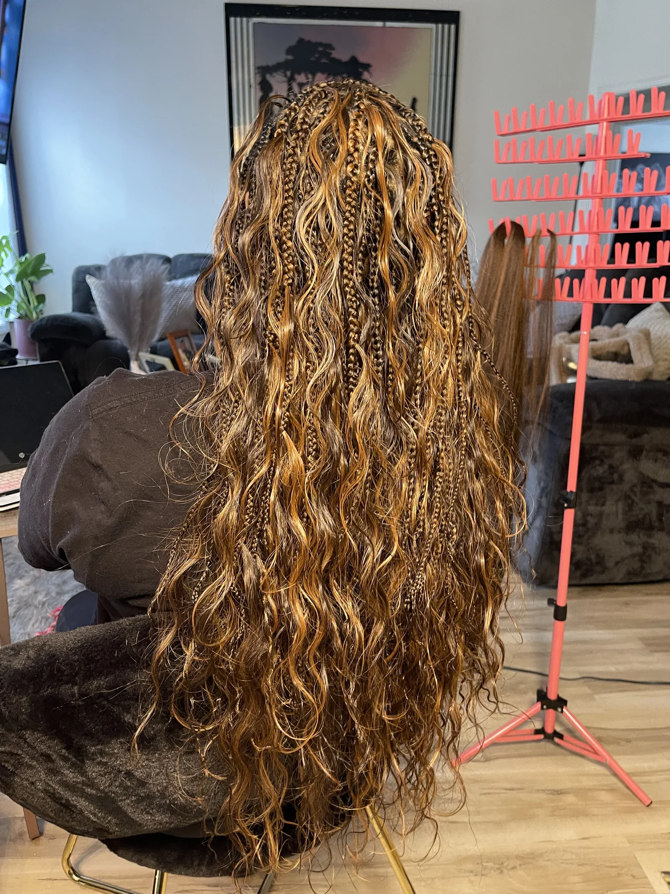 Long warm-toned boho braids